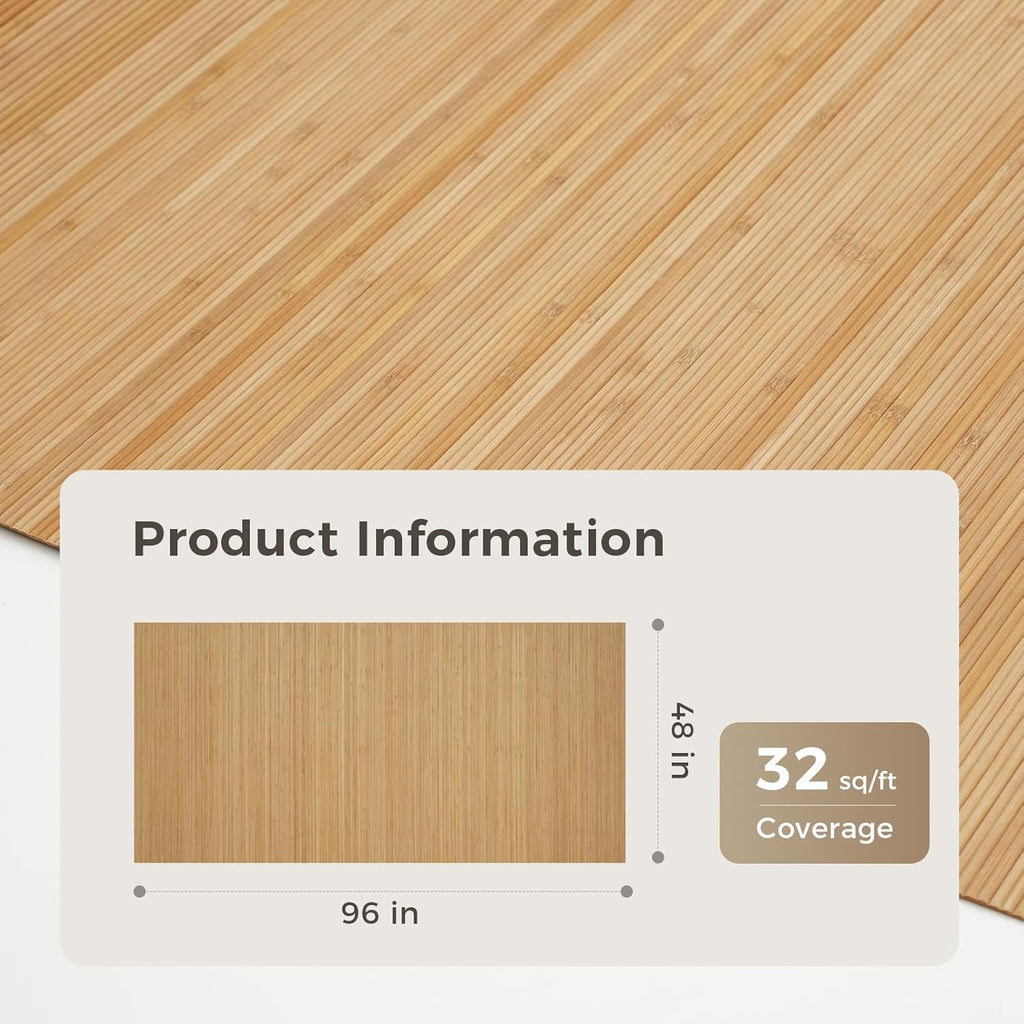 OUZUGIE 1 Pack 96x48 Inch Natural Bamboo Wall Panel – Twinned Carbides Pole Wrap Paneling for Walls, Ceilings, Cabinets, Furniture – Ideal for Bedroom, Living Room & Office DIY Decor