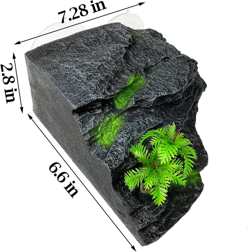 kathson Turtle Basking Platform with Suction Cups Tortoise Climbing Step Ledge Aquarium Ornament Rock Turtle Floating Dock Resting Basking Terrace for Amphibians Reptile (Gray)