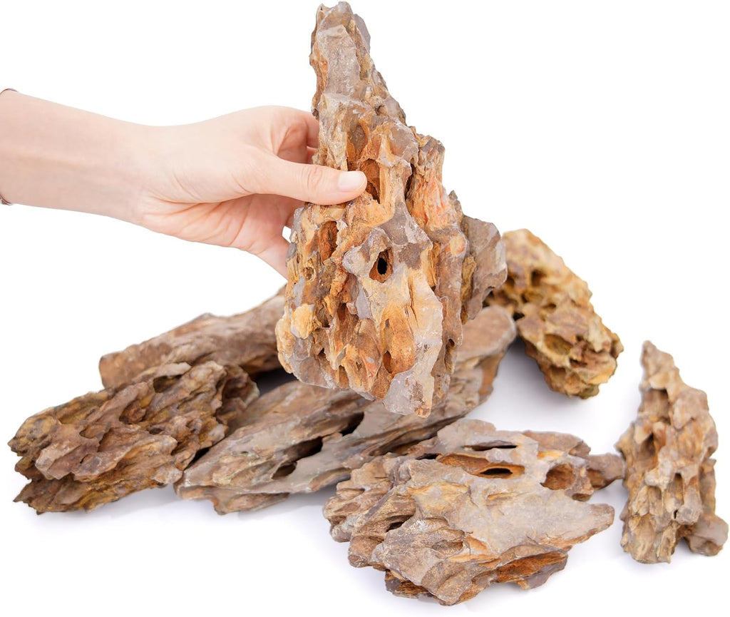 6-8 Inches Natural Dragon Stone 6 PCS Aquarium Rocks for Aquascaping, Aquarium Landscaping, Terrariums, Fish Tank Decoration, Vivariums, Paludarium, Reptile and Amphibian Enclosures