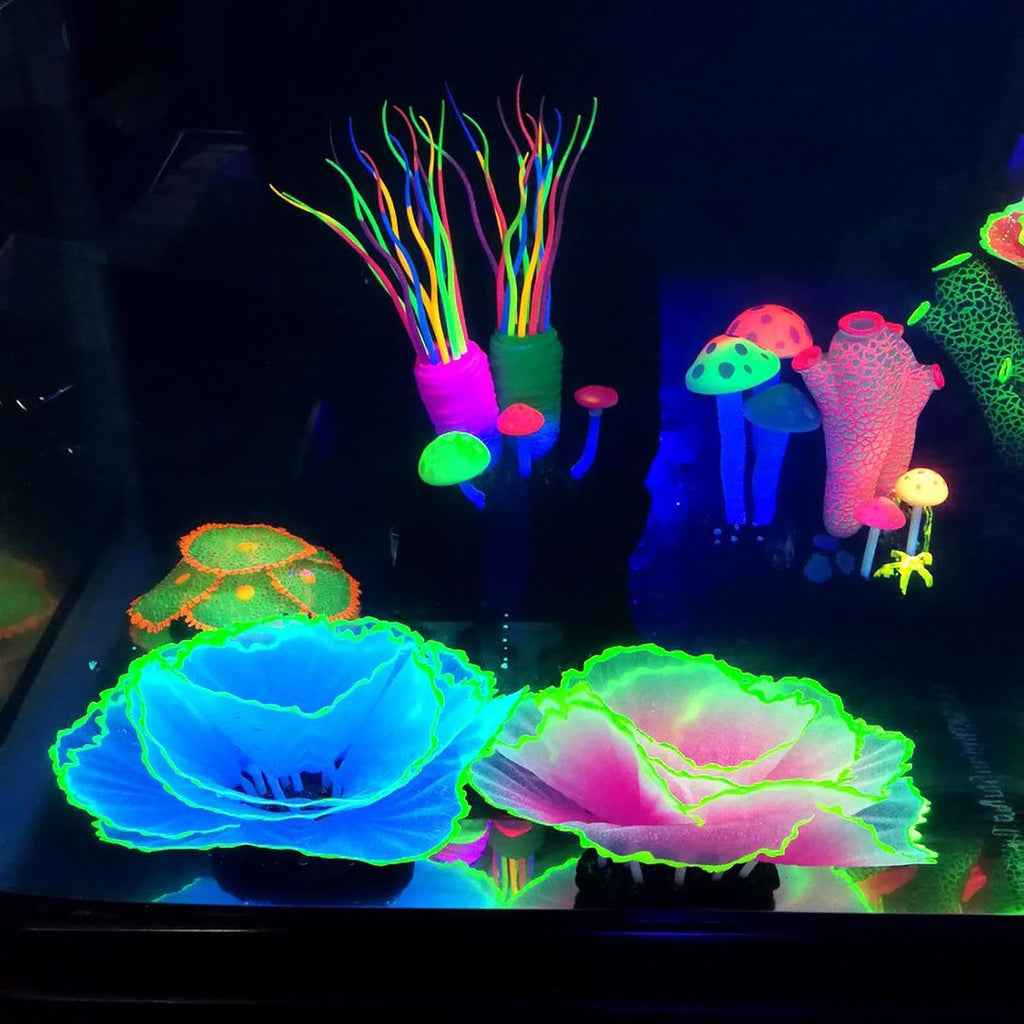 Besimple Aquarium Coral Ornament Glowing Effect Coral Decor Resin Fish Tank Plants Decoration for Aquarium Tank Landscape(Pink)