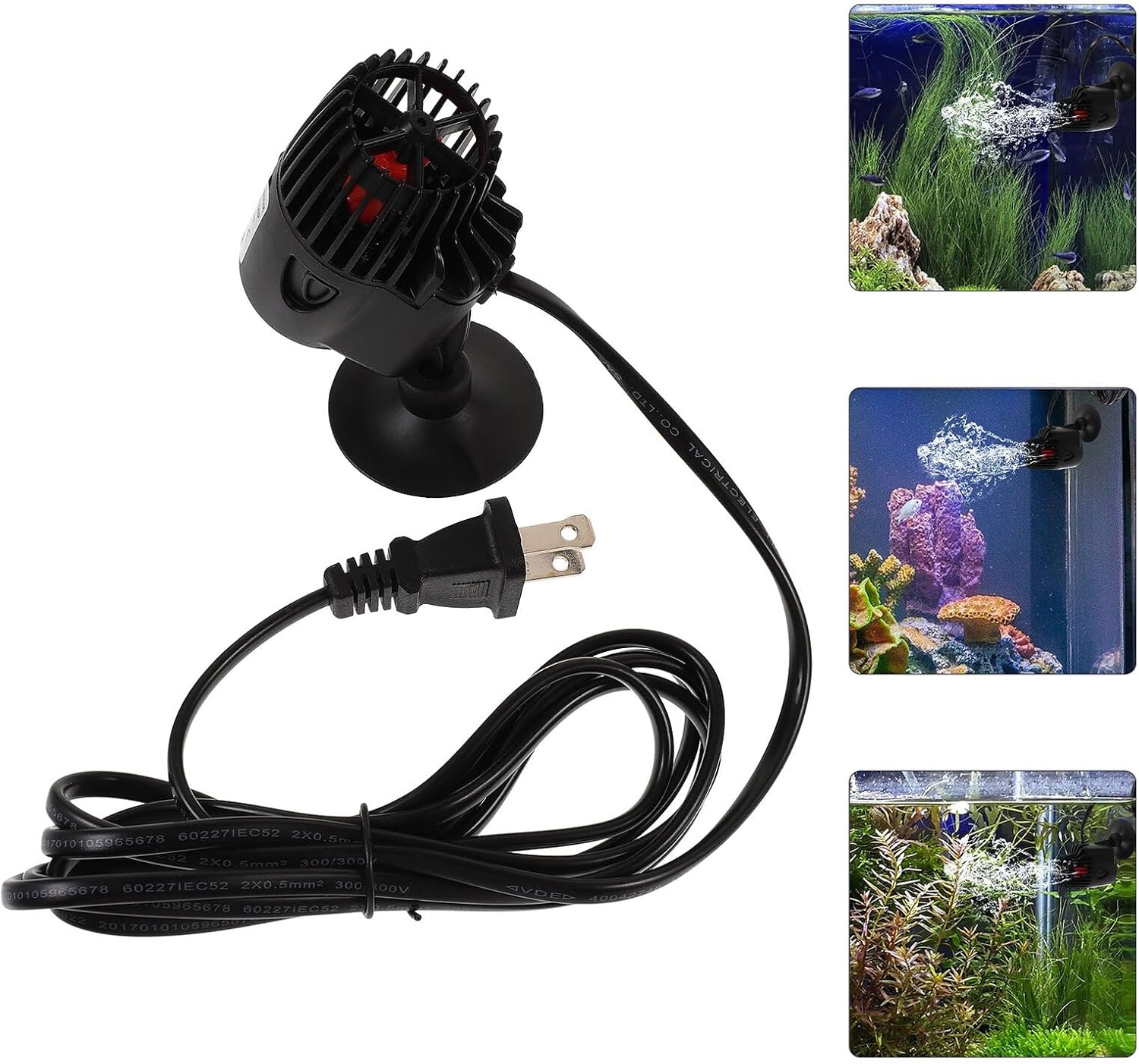 Mute Suction Cup Aquarium Wave Maker Pump Powerful Propeller Circulation Pump for Fish Tank Submersible Silent Water Flow Generator with US Plug for Aquarium Cleaning and Wave