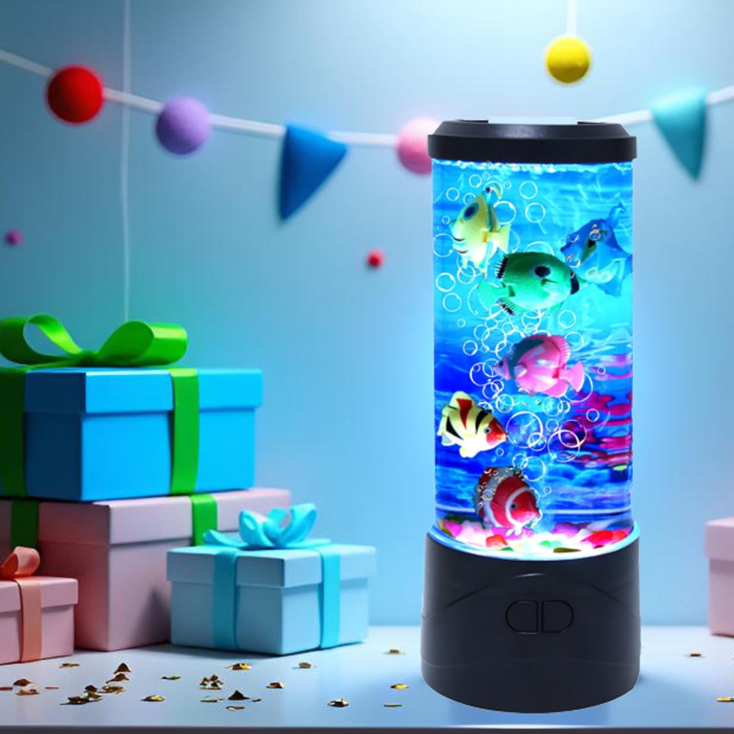 Bubble Fish Lamp Electric Fish Tank Table Lamp Fake Aquarium with Color LED Changing Light Gift for Kids Men Women Home Deco for Room Mood Light for Relax