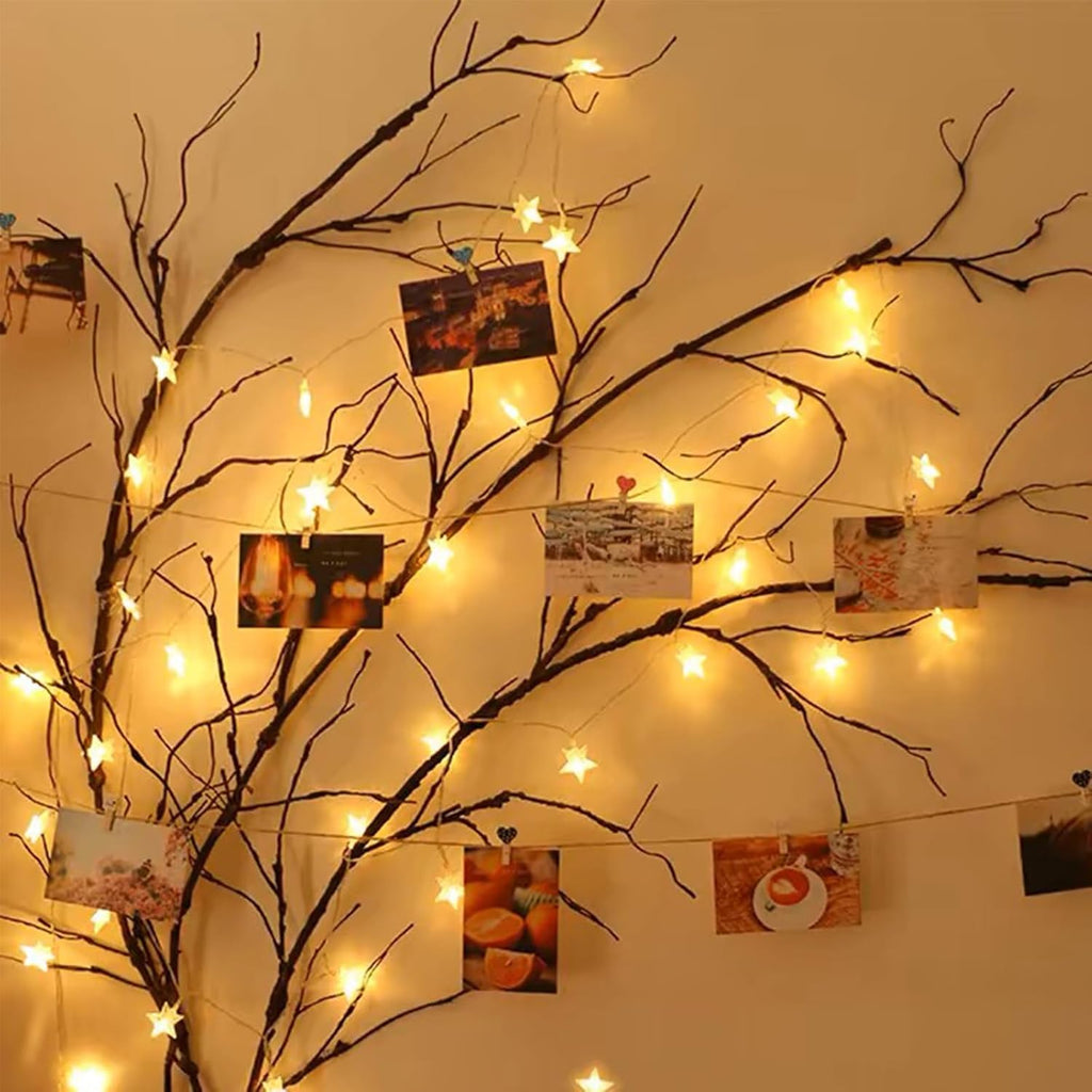 4Pcs Bendable Realistic Artificial Tree Branches Faux Cherry Blossom Wood Craft Twigs Garland Grape Cane Vines Plants Stick Wall Hanging Climbing Tree for Minimalist Halloween Arch Decoration