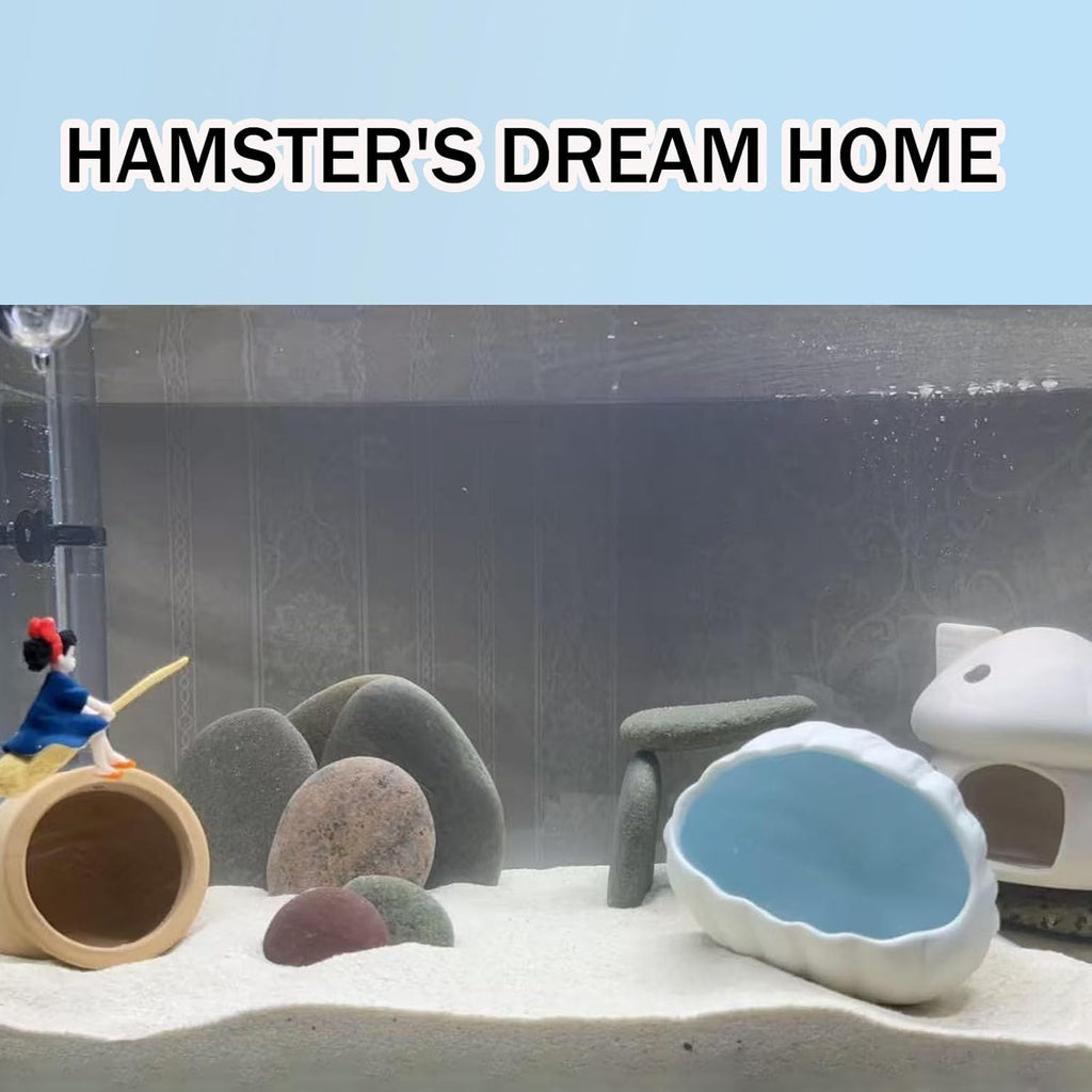 RUIAN Fish Tank Decor & Hamster House - Multipurpose Aquarium Ornament, Storage & Pet Habitat - Ideal for Aquascaping, Small Pets & Craft Projects (Blue)