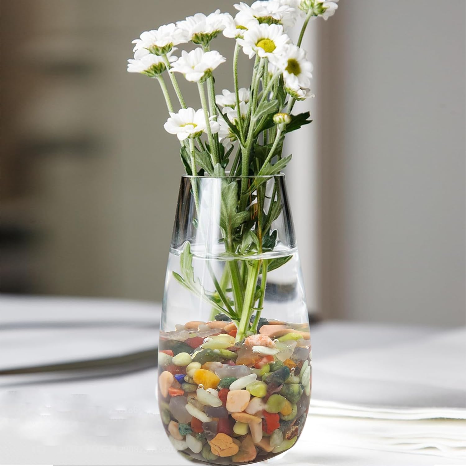 2 Pounds Pebbles for Plants, 3/8 Inch Succulent Rocks, Decorative Polished River Rocks for Plants Indoor, Vases, Cactus Planters, Bird Bath, Craft and Fairy Garden