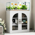 20-29 Gallon Fish Tank Stand with Adjustable Shelves, Glass Door Aquarium Stand with Storage Cabinet, 31x15 Reptile Terrarium Stand with Bronzed Metal Handles, Level Footings, 350 Lbs