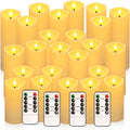 24 Pack Christmas Decoration Flickering Flameless Candles, Battery Operated Candles,LED Candles for Home Decor,Wedding,Halloween,Birthday,Valentine'sDay (D2.2 xH 5" 6" 7" Ivory)