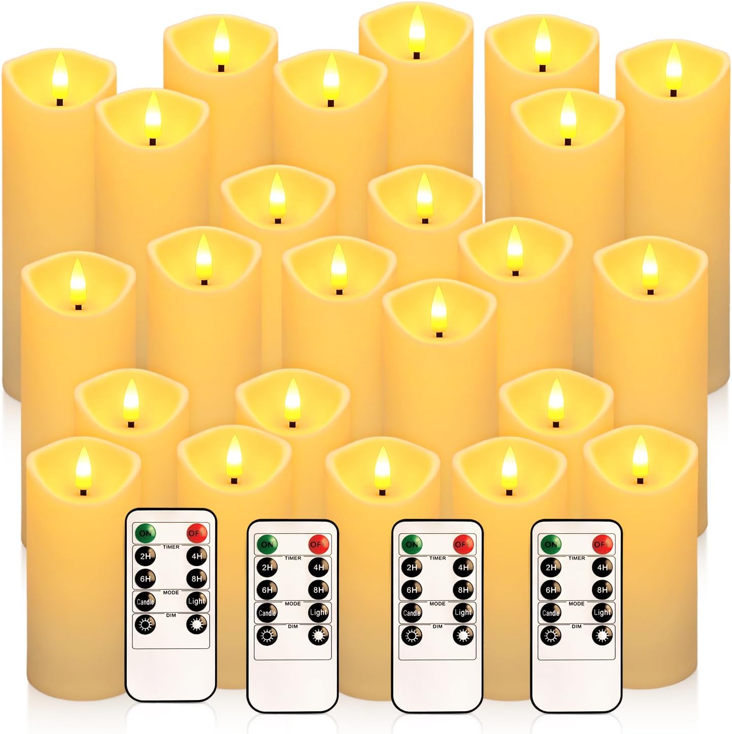 24 Pack Christmas Decoration Flickering Flameless Candles, Battery Operated Candles,LED Candles for Home Decor,Wedding,Halloween,Birthday,Valentine'sDay (D2.2 xH 5" 6" 7" Ivory)
