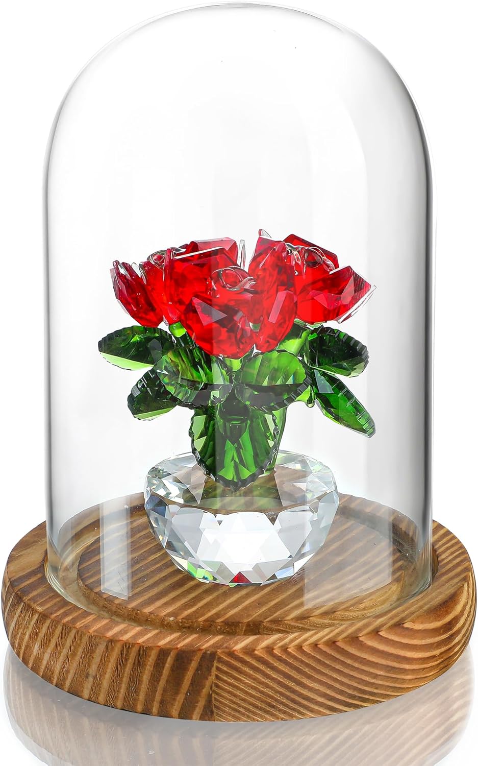 ZEERSHEE 4.1" x 3.2" Small Glass Display Cloche Dome with Solid Wood Base Empty for Plants Keepsakes Collectibles