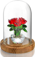 ZEERSHEE 4.1" x 3.2" Small Glass Display Cloche Dome with Solid Wood Base Empty for Plants Keepsakes Collectibles