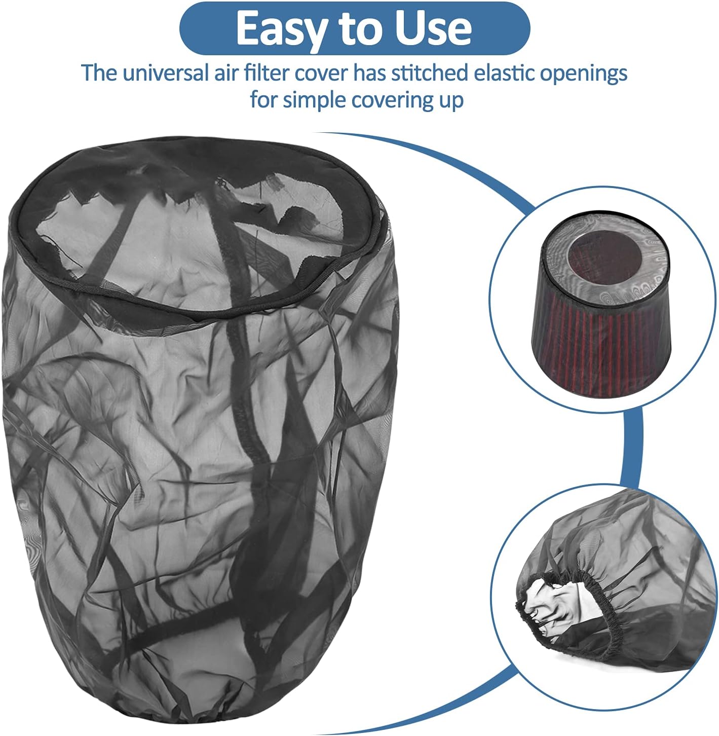Yosoo Health Gear Universal Air Filter Cover, Black Car Cold Air Filter for High Air Intake Filters (Big)