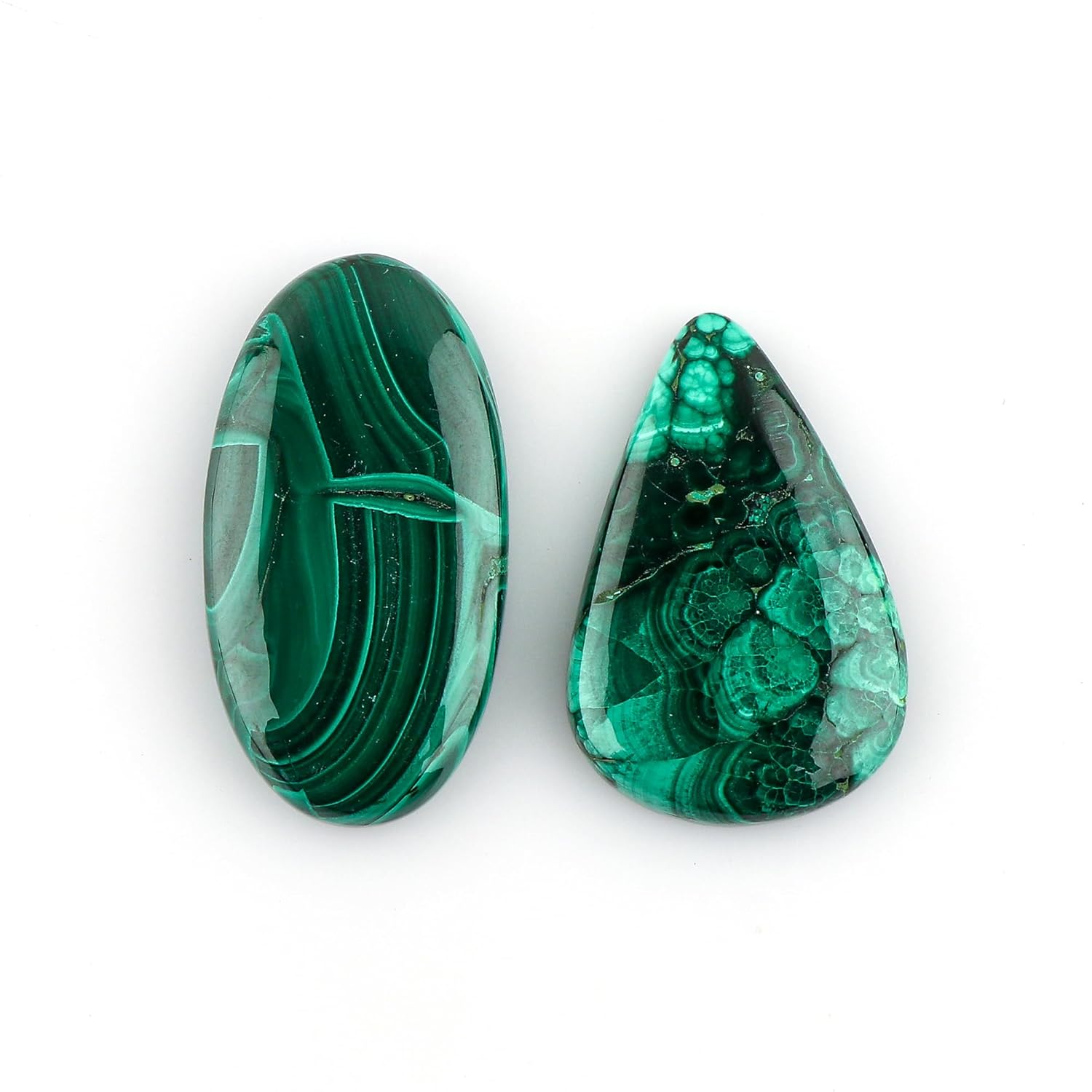 CRYSTALIS 2pcs, 30mm+ Natural Malachite Loose Gemstone Wholesale Bulk Cabochons Jewelry Making Supply, Chakra Healing Polished Stones, Wire Wrapping, DIY, Gem Collection, Mix-Shape