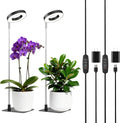 48 LEDs Full Spectrum Grow Lights for Indoor Plants, Height Adjustable, Small Black Halo Plant Light with Base, 3 Light Modes, 10 Brightness, Auto Timer 3/9/12H, 2 Pack