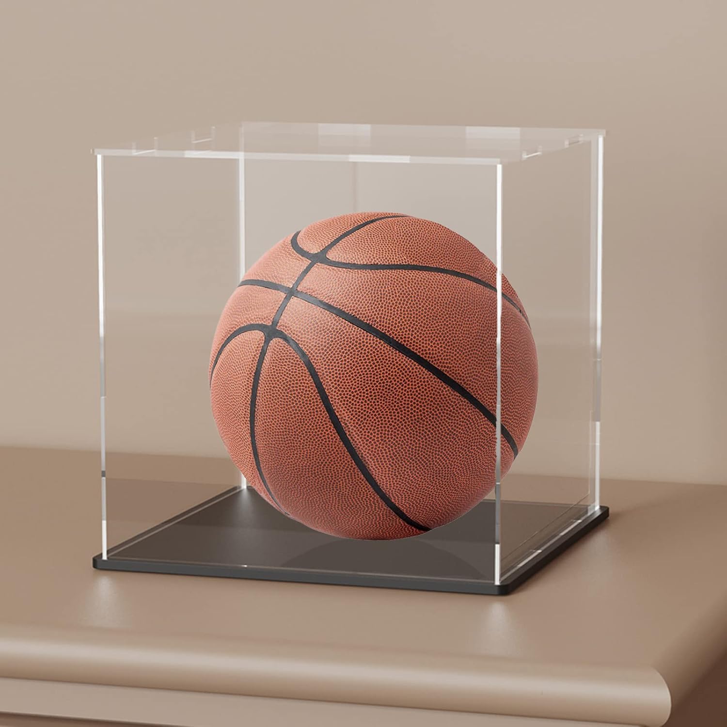 SVENJBB Acrylic Display Case, 12x12x12 Inch Cube, Clear Acrylic Box with Matte Black Base and Lid for Collectibles and Figures