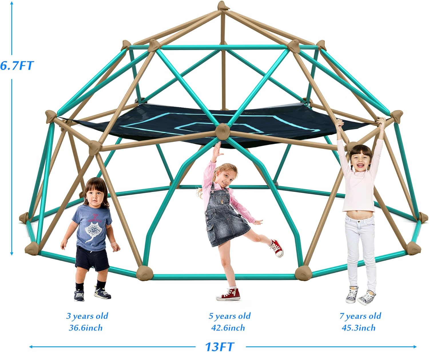 Merax 13FT Climbing Dome with Hammock, Outdoor Geometric Dome Climber Play Center for Kids 3-10 Supporting 1000 lbs, Easy Assembly Jungle Gym