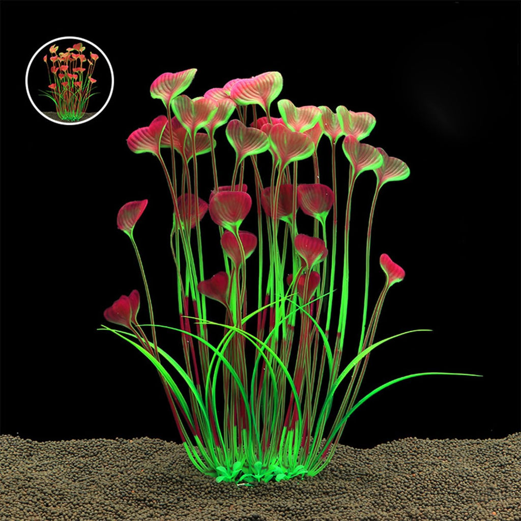 Maxmoral 2PCS 16 Inch Aquarium Artificial Plastic Plant Decorations Ceramic Base Fish Tank Scenery Crafts Pet Supplies