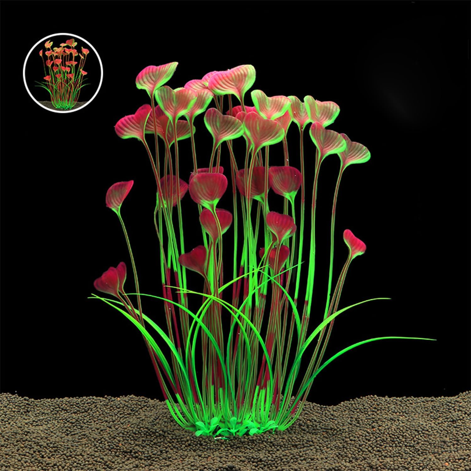 Maxmoral 2PCS 16 Inch Aquarium Artificial Plastic Plant Decorations Ceramic Base Fish Tank Scenery Crafts Pet Supplies