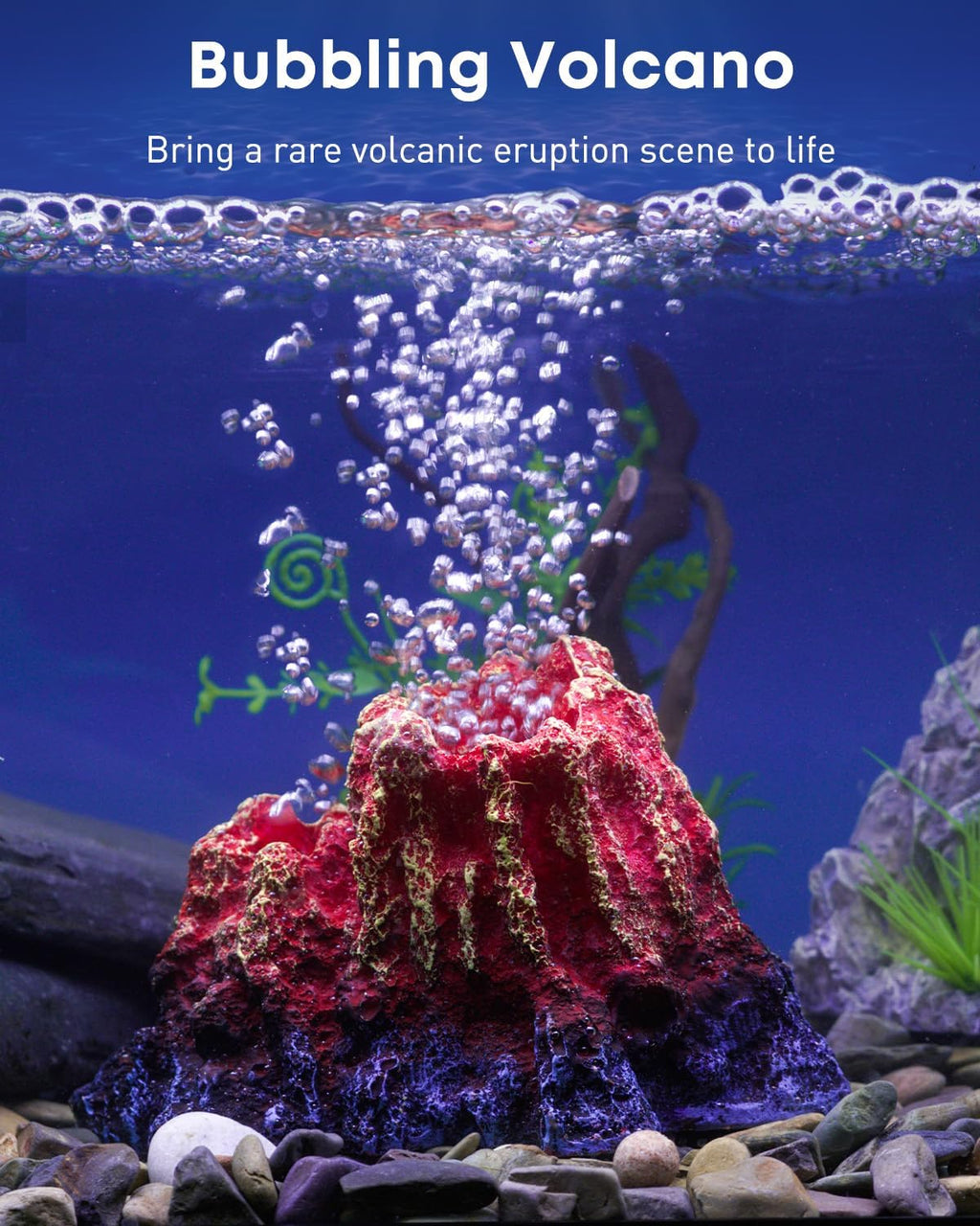 Uniclife Fish Tank Decorations, Realistic Resin Aquarium Volcano Decorations with Air Stone Bubbler, Volcano Bubbler Kit for Fish Tank Decor, Aquarium Decor with Bubbling Effect
