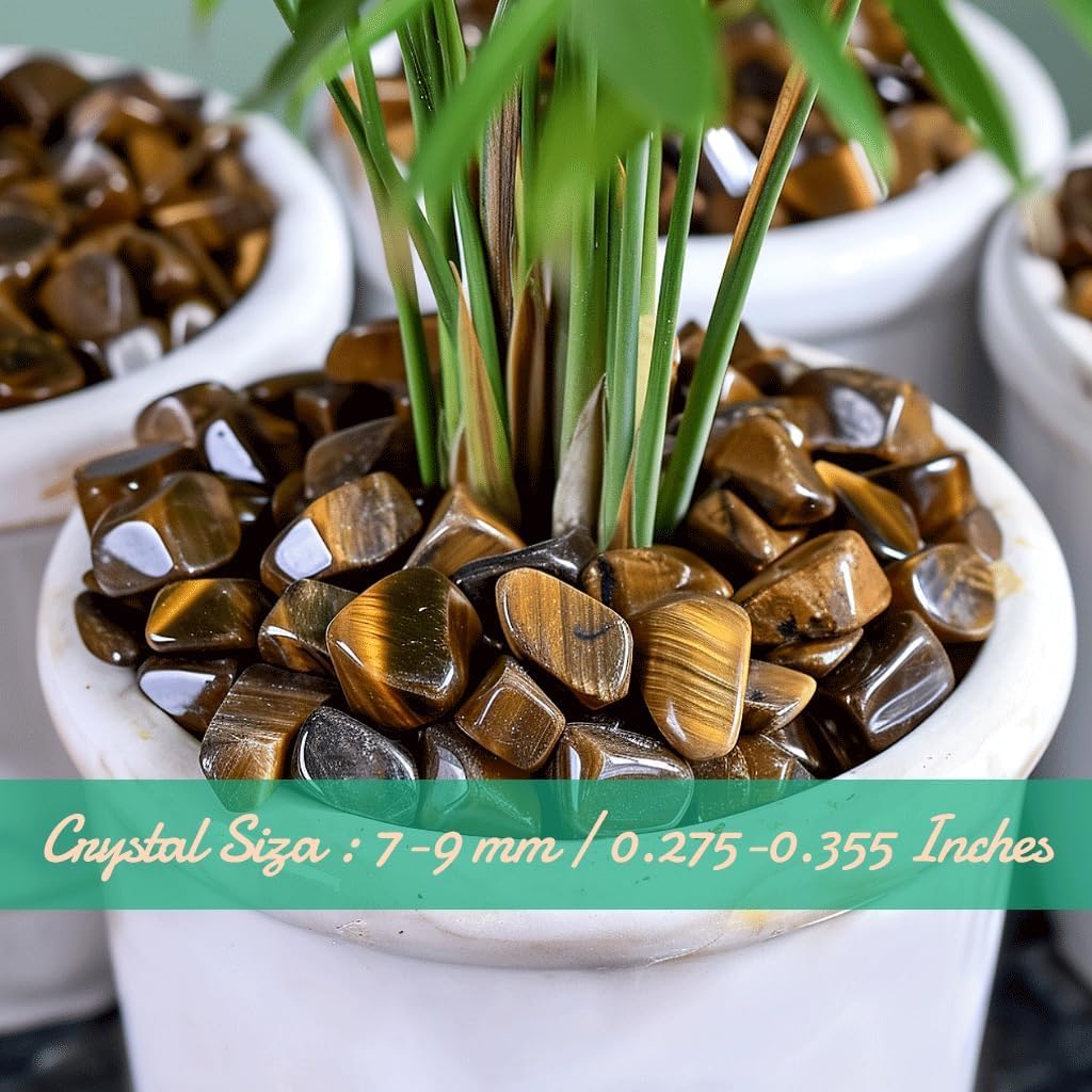 Polished Tigers Eye Crystal Chips 200 Pcs - 0.3" 10 oz Tumbled Stone Chips Crushed Sea Glass Stones Healing Reiki Crystal Jewelry Making Home Decoration