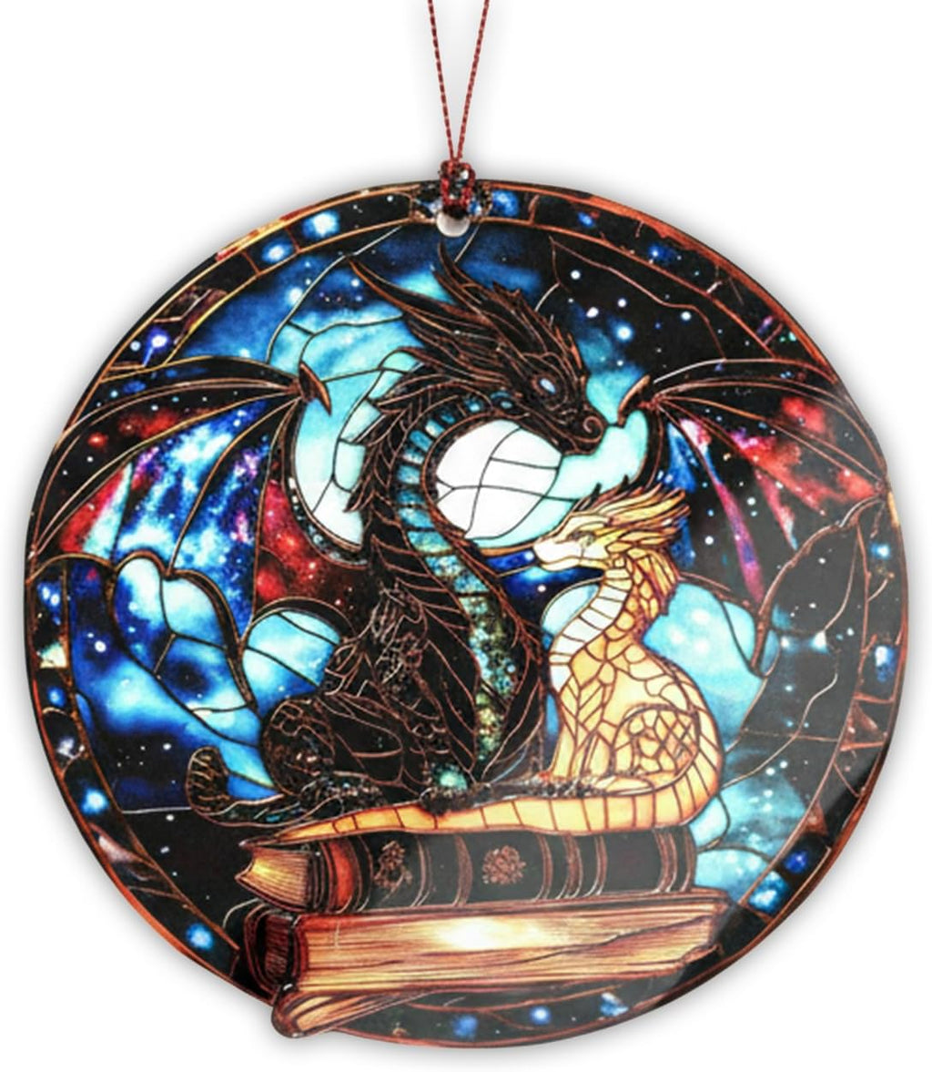 Book Dragon Christmas Ornaments 2025, Fantasy Book Lover Gifts, Gift for Book Lovers, Unique Dragon Gifts for Men & Women, Secret Santa Present, White Elephant Ornaments for Tree Lovers