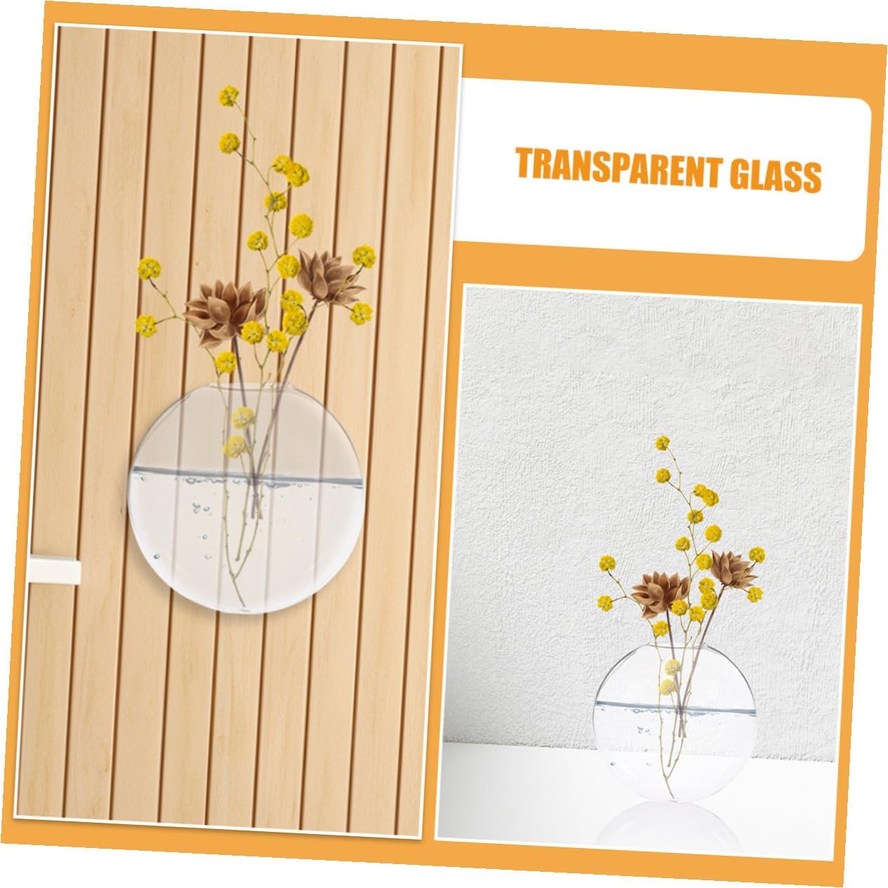 2pcs Clear Glass Wall Vases for Hydroponic Plants Transparent Hanging Terrarium Bowls with Wallmount Design Space-Saving Decorative Containers for Indoor Root Display and Easy