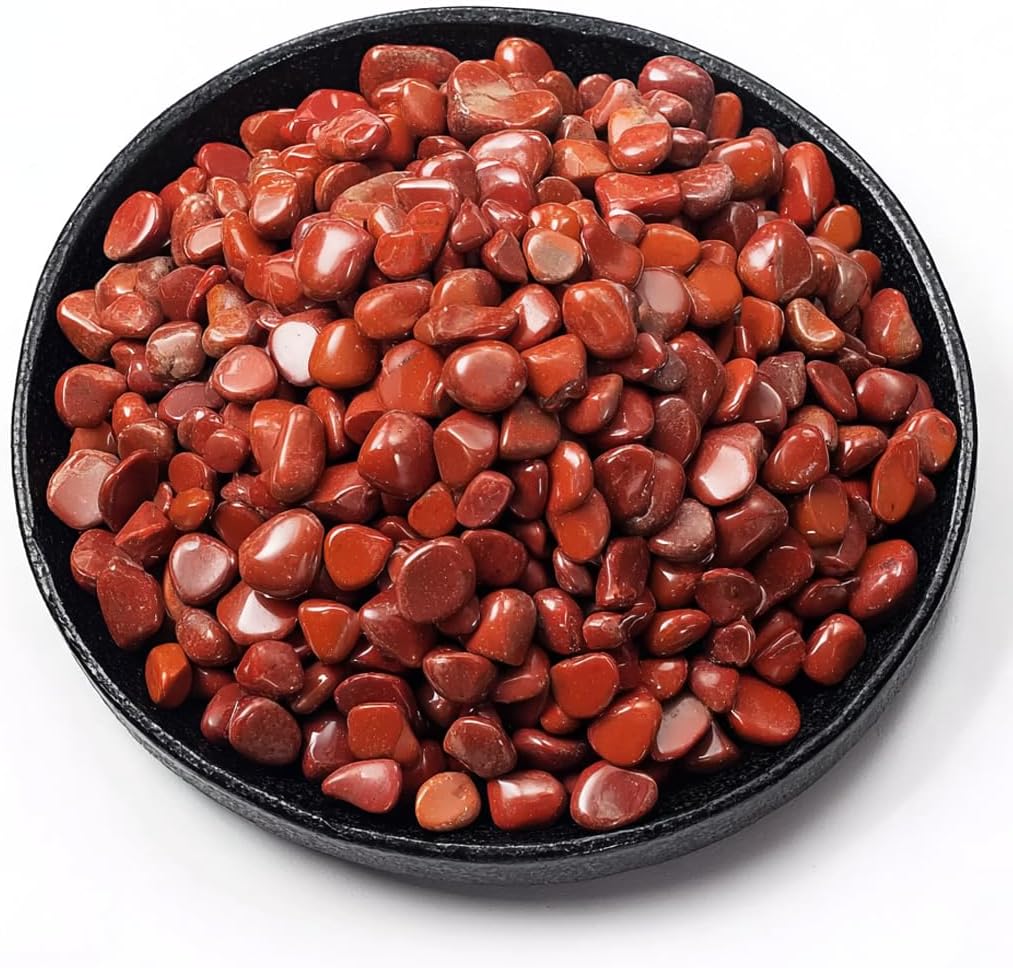 Polished Red Jasper Crystal Chips 200 Pcs - 0.3" 10 oz Tumbled Stone Chips Crushed Sea Glass Stones Healing Reiki Crystal Jewelry Making Home Decoration