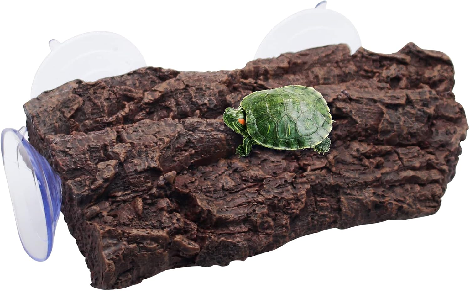Turtle Basking Platform,Fish Tank Aquarium Tortoise Climbing Platform with 3 pcs Suction Cups,Float Resting Terrace for Frogs, Terrapins(Artificial Bark,Rock) (Brown)