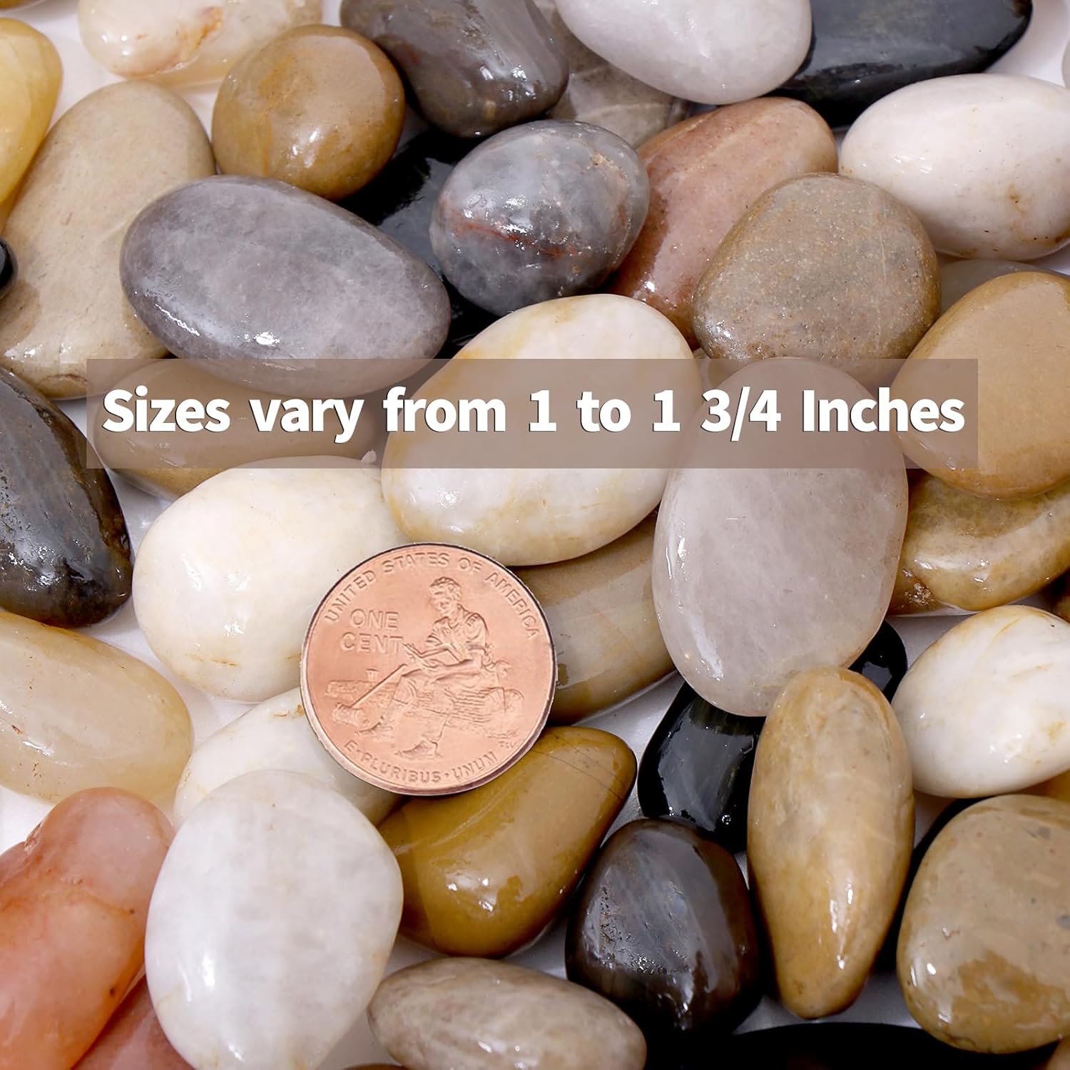Calofulston 10LB River Rocks for Plants, Decorative Polished Stones for Garden Landscaping, Planters, Indoor and Outdoor Decor, Mixed Color, 1-1 3/4 Inch