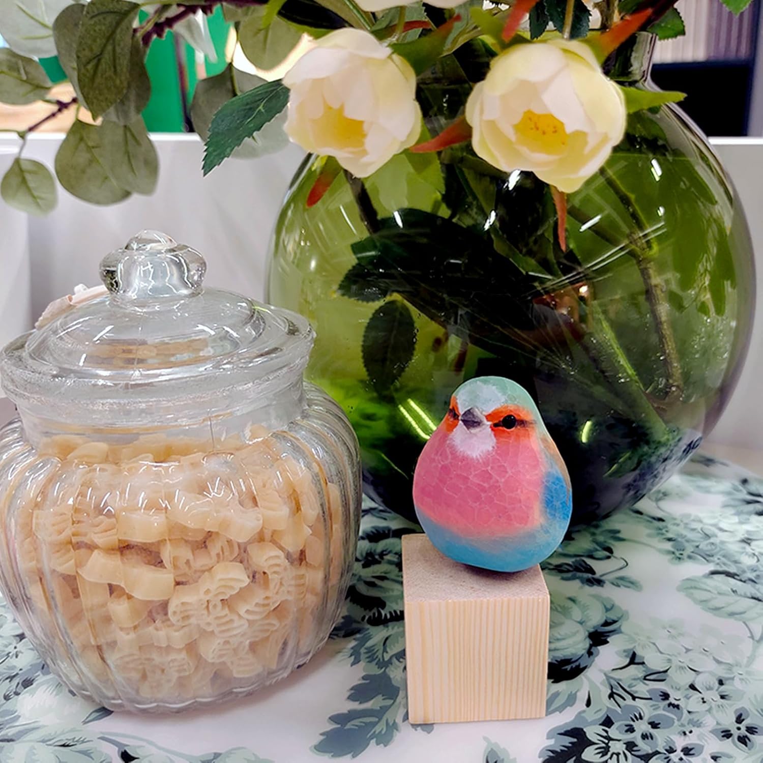 Handmade Wooden Carved Bird Decor Sculpted Hand-Painted Bird Figurines Small Home Decor Bird Statue Shelf Decor BFF Gifts for Bird Lovers(Lilac-Breasted Roller)