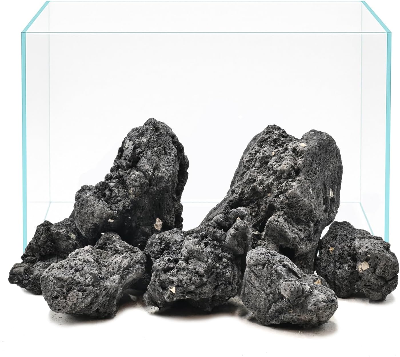 Natural Rocks Black Lava for Fire Pits Aquariums Bonsai 20lb Natural Volcanic Stones Heat-Resistant Decorative Rocks for Indoor or Outdoor Use(4-9inches) 7-9pcs