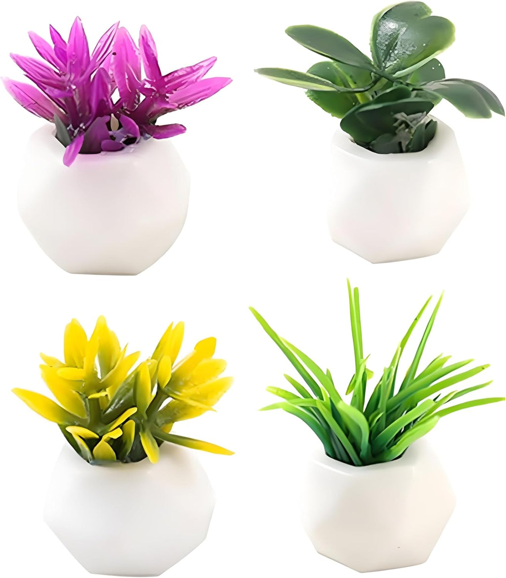 4PCS Mini Succulent Plant Resin Ornaments - Cute Car Dashboard Figurines Flower Pot Set - Fairy Garden，Birthday Cakes Decoration，DIY Aquascape Kit, Aquarium Moss Layout Desktop Landscape Accessories.