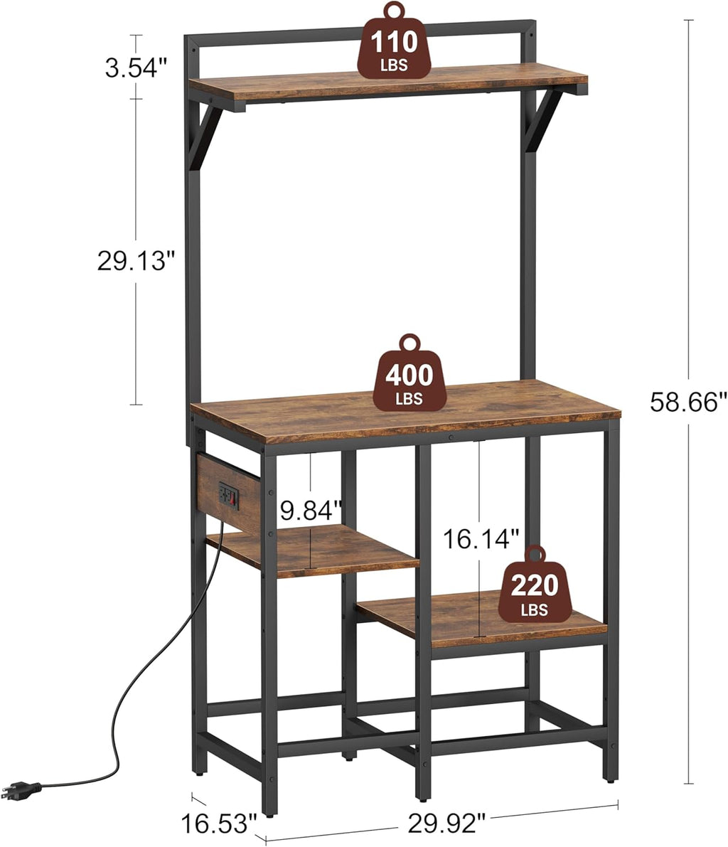 20-29 Gallon Fish Tank Stand with Power Outlet, Metal Aquarium Stand with Filter Storage, 6-Leg Reptile Tank Stand with 3-Tier Adjustable Storage Shelves and roof Support (20-29 Gallon)