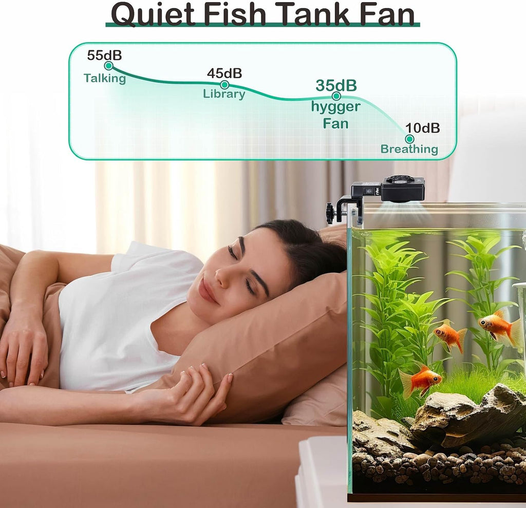 hygger Adjustable Speed Aquarium Cooling Fan, Quiet Fish Tank Cooler with Timer Water Chiller for Axolotl Tank Accessories 1 Fan