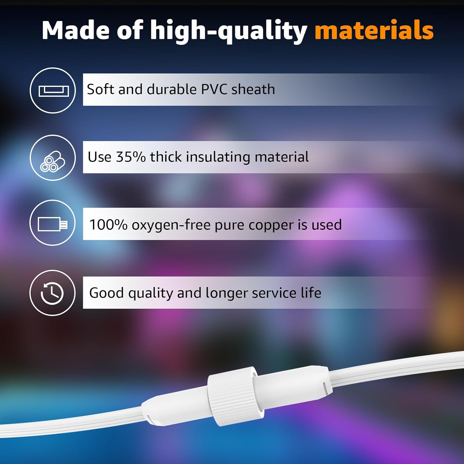 Extension Cable for Govee Outdoor Lights Permanent, IP68 Waterproof Extension Cord, Compatible with Govee H705A H705B H705C H706A H706B H706C and Permanent Outdoor Lighting Systems (19.6FT)