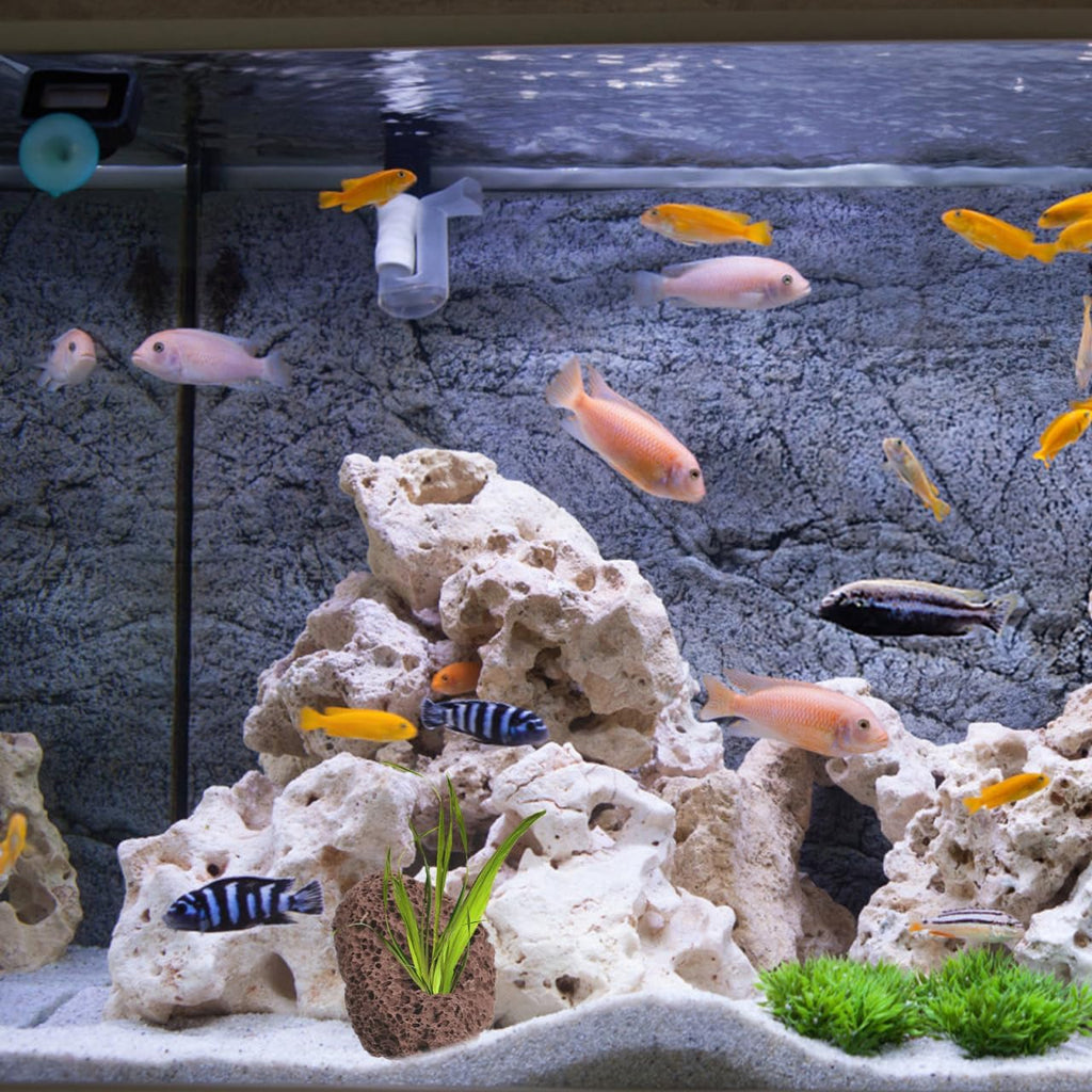 DOITOOL Lava Rock Aquarium, 6PCS Lava Volcanic Rock for Aquarium Air Stone Aquatic Plants Decorations for Aquascaping, Fish Tank Ornaments, Terrarium and Landscape Design -3.93 in （Dark Brown）