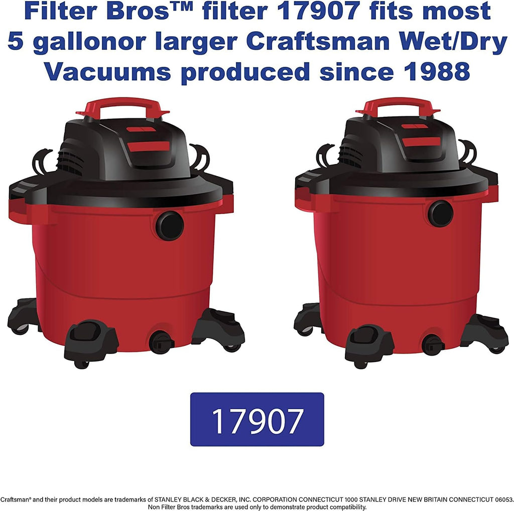 Cartridge Filter for Shop Vac Craftsman 17907 9-17907 Wet/Dry Air Filter Replacement Part 2pcs