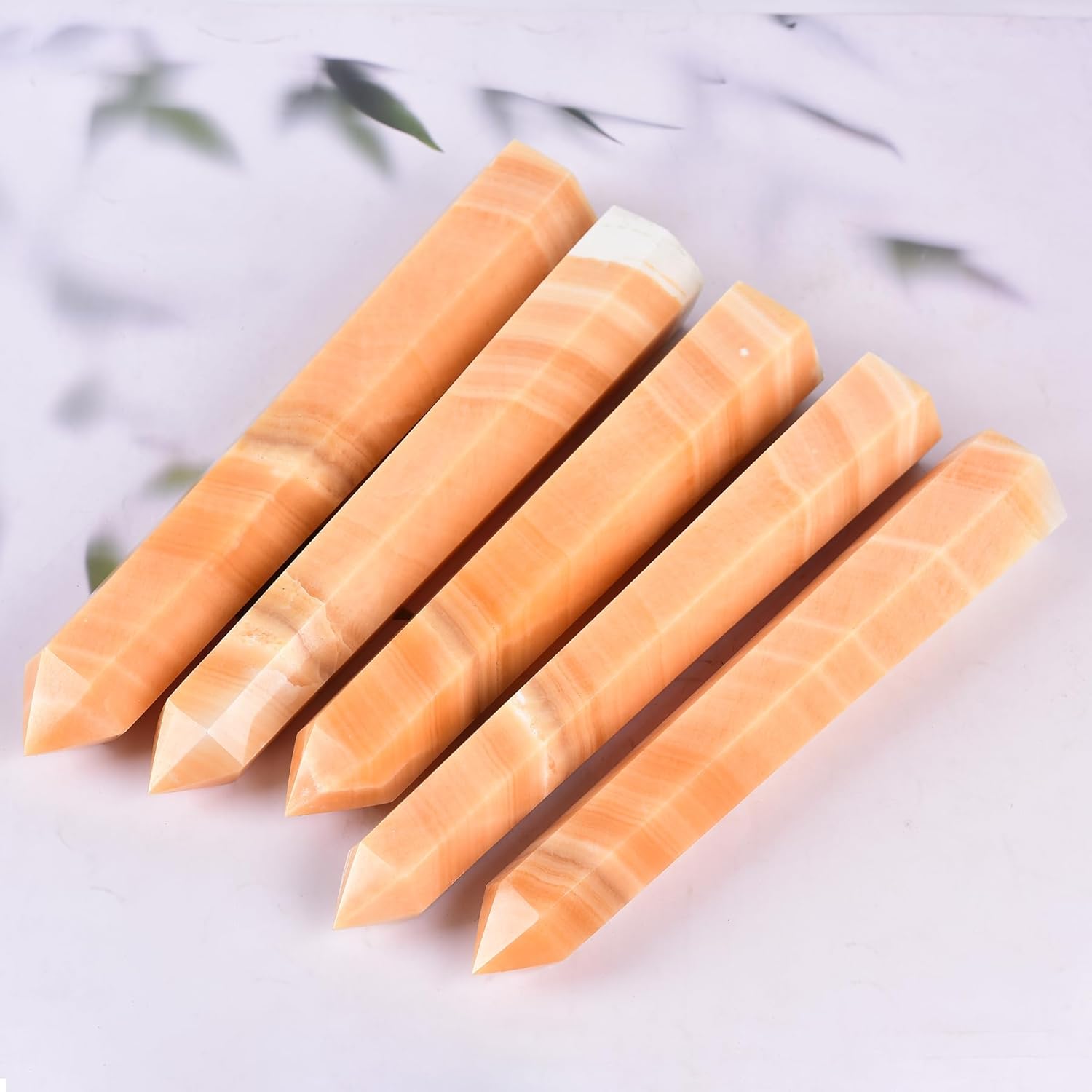 JIC Gem Extra Large Yellow Calcite Quartz Crystal 6 Faceted Tower Natural Yellow Healing Crystal Obelisk Point Wand Reiki Chakra Therapy Home Decor Crystal Gift 3.0-3.5 Lbs