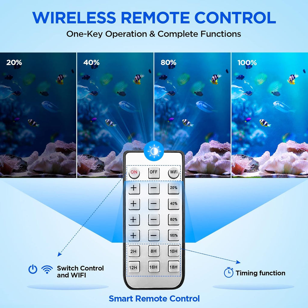 Full Spectrum Aquarium Light, Adjustable Saltwater Fish Tank Light for Reef, Coral, Nano Aquarium Tank Supports 4 Channels WiFi and Remote Controller (Reef s-120)