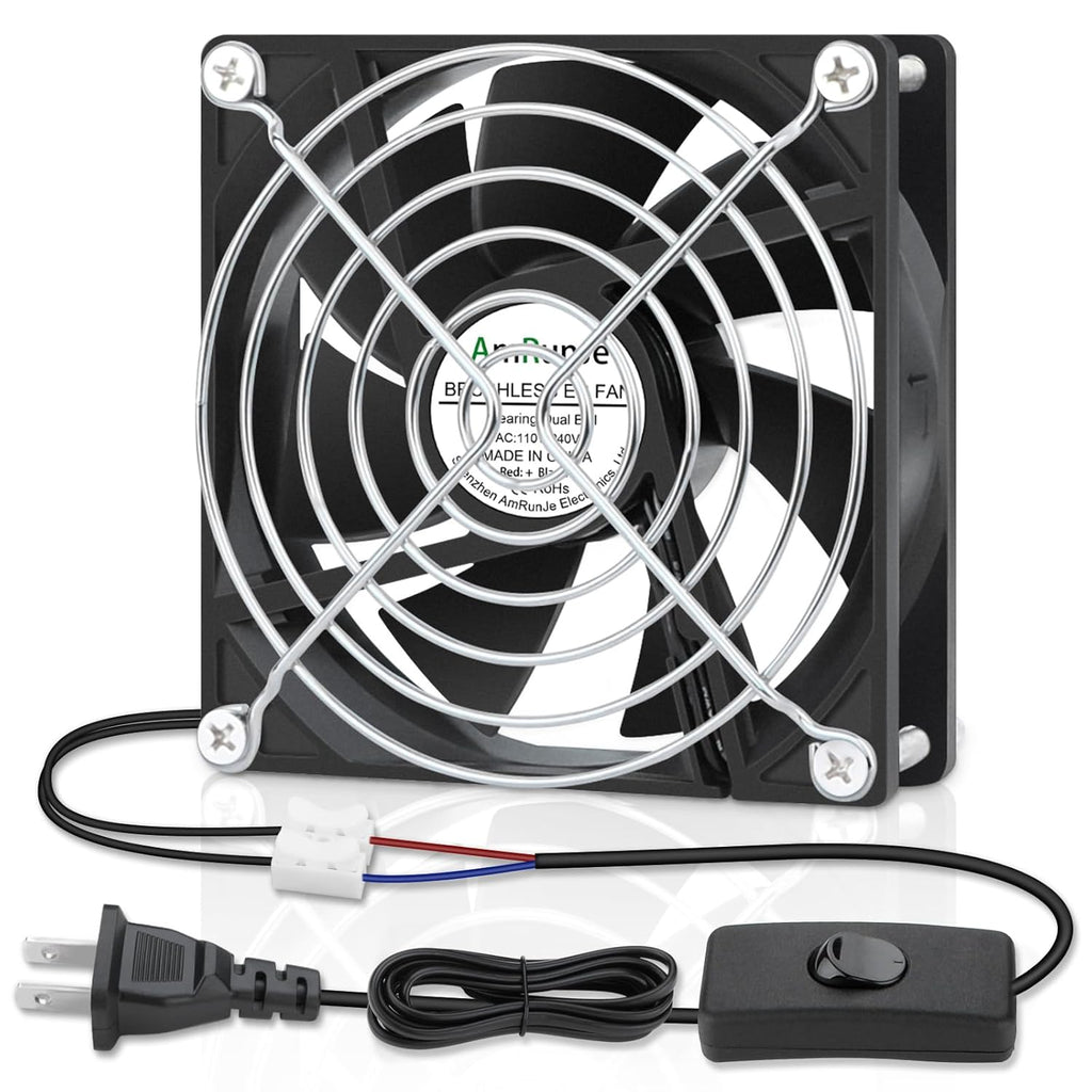 EC Cooling Fan 110V 115V 120V 220V 240V 92mm X 25mm AC High Speed Dual Ball Bearing for Receiver PS4 Cabinet Xbox Greenhouse Cooling