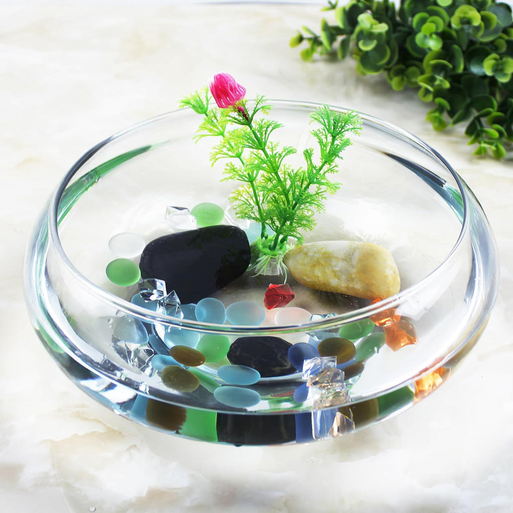 Plastic Fish Bowl: 2800ml Round Terrarium Vase for Small Fish Water Plants - Betta Tank Flower Container Bowl for Office Living Room Or Decoration