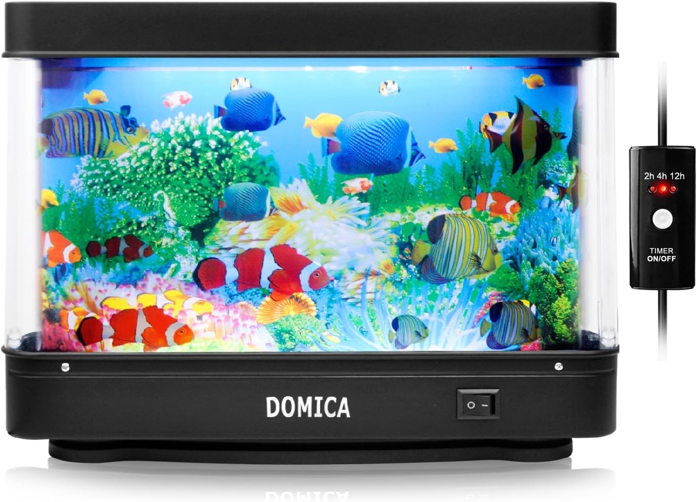 Fake Fish Tank with Moving Fish, Decorative Aquarium Lamp, Artificial Tropical Marine Tank, Sensory LED Mood Light Office Table Light, Fun Gifts