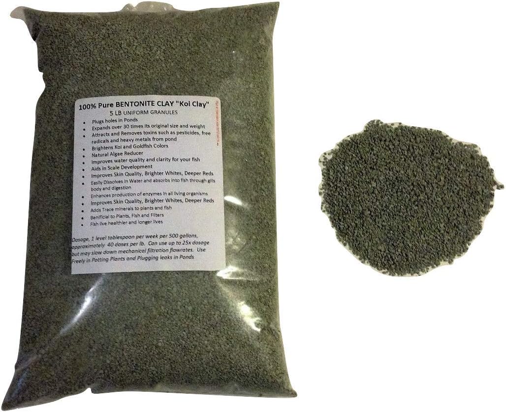 Pure 5 Lb 100% Granular Bentonite Clay for Koi Goldfish Ponds Water Plants