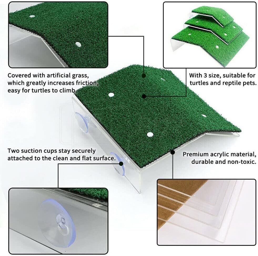 Turtle Basking Platform Lawn Resting Basking Platform Simulation Grass Ramps Tortoise Habitat Terrace Turtle Tank Accessories