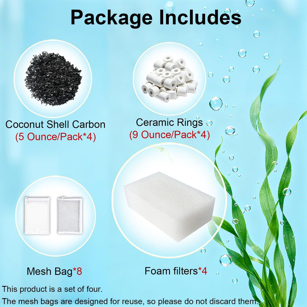 12 Pack Aquarium Maintenance Media Kits Compatible with AquaClear 70 Power Filter. Fish Tank Filter for 40 to 70-Gallon Aquariums Waterfall Filter