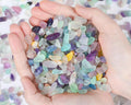 QINJIEJIE Fluorite Aquarium Gravel Rocks Decor Polished Tumbled Stones Chips Stone Crushed Healing Crystal Quartz Gemstone Bulk for Vase Filler Fish Tank Pea Gravel Fountain Potted 0.55lbs