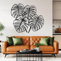 Jogwenu Monstera Leaf Metal Wall Art, Monstera Leaf Metal Wall Decor, Leaves Wall Decor, Tropical Wall Art, Plant Wall Decoration, Nature Wall Hanging, Bedroom Wall Hanging (Black, 24"x21"/60x54cm)