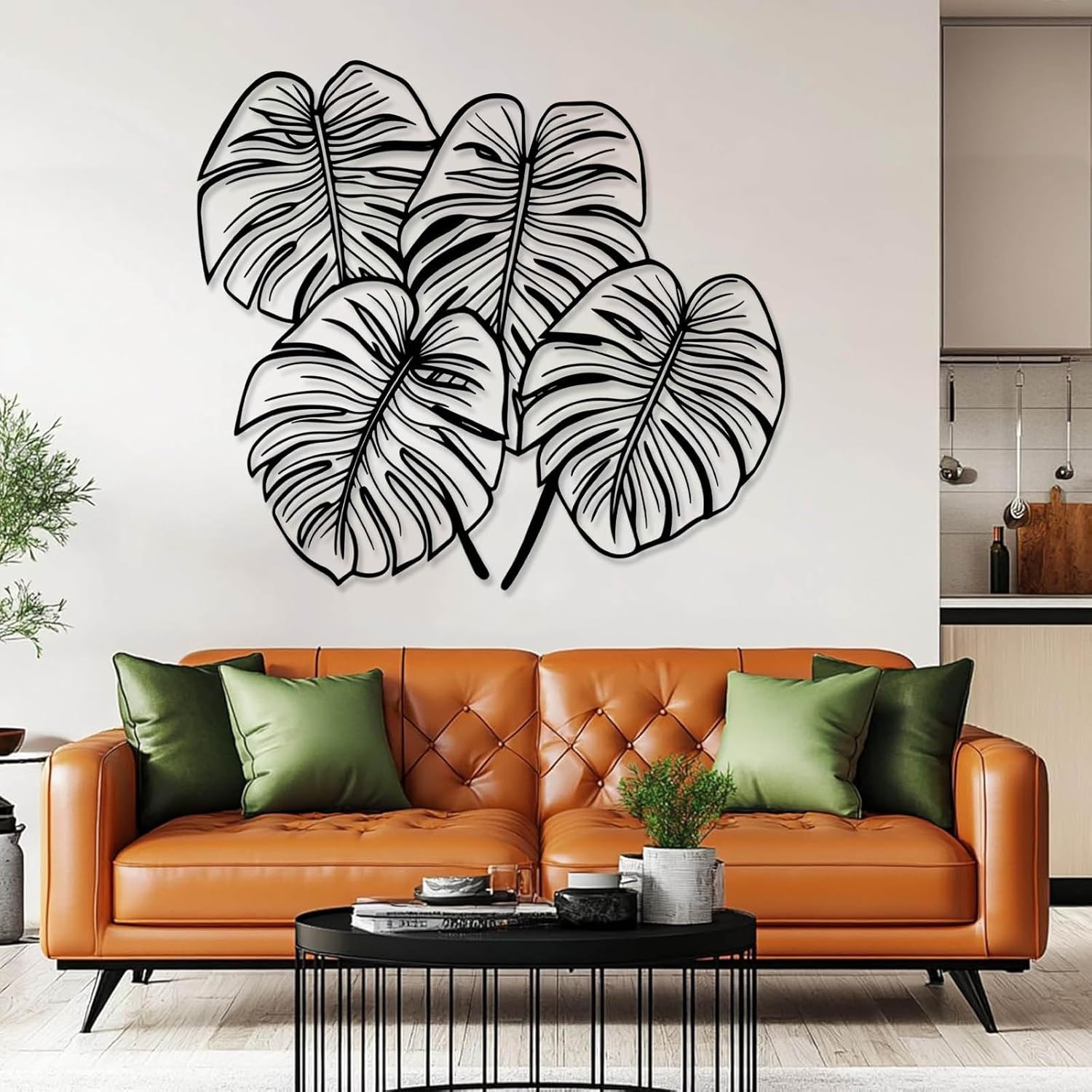 Jogwenu Monstera Leaf Metal Wall Art, Monstera Leaf Metal Wall Decor, Leaves Wall Decor, Tropical Wall Art, Plant Wall Decoration, Nature Wall Hanging, Bedroom Wall Hanging (Gold, 41"x38"/105x95cm)