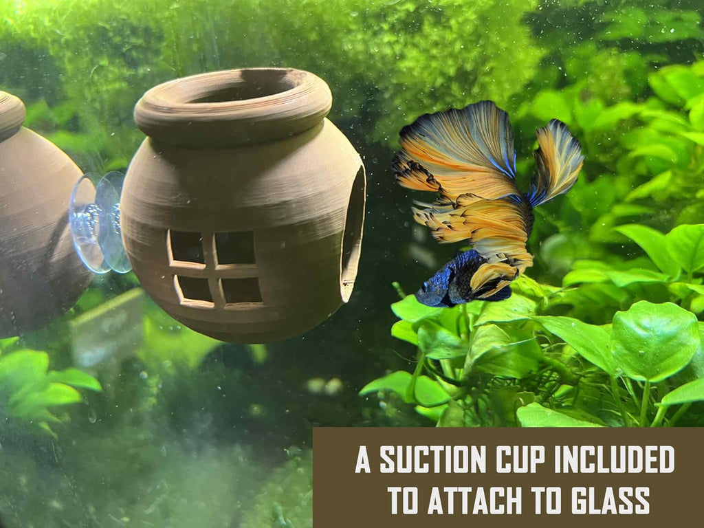 Floating Cozy Betta House, Natural Floating Betta Hide Out, Aquarium Hammock, Relaxing & Stress Relief, Suction Cup Included, 2.9" W x 2.6" H