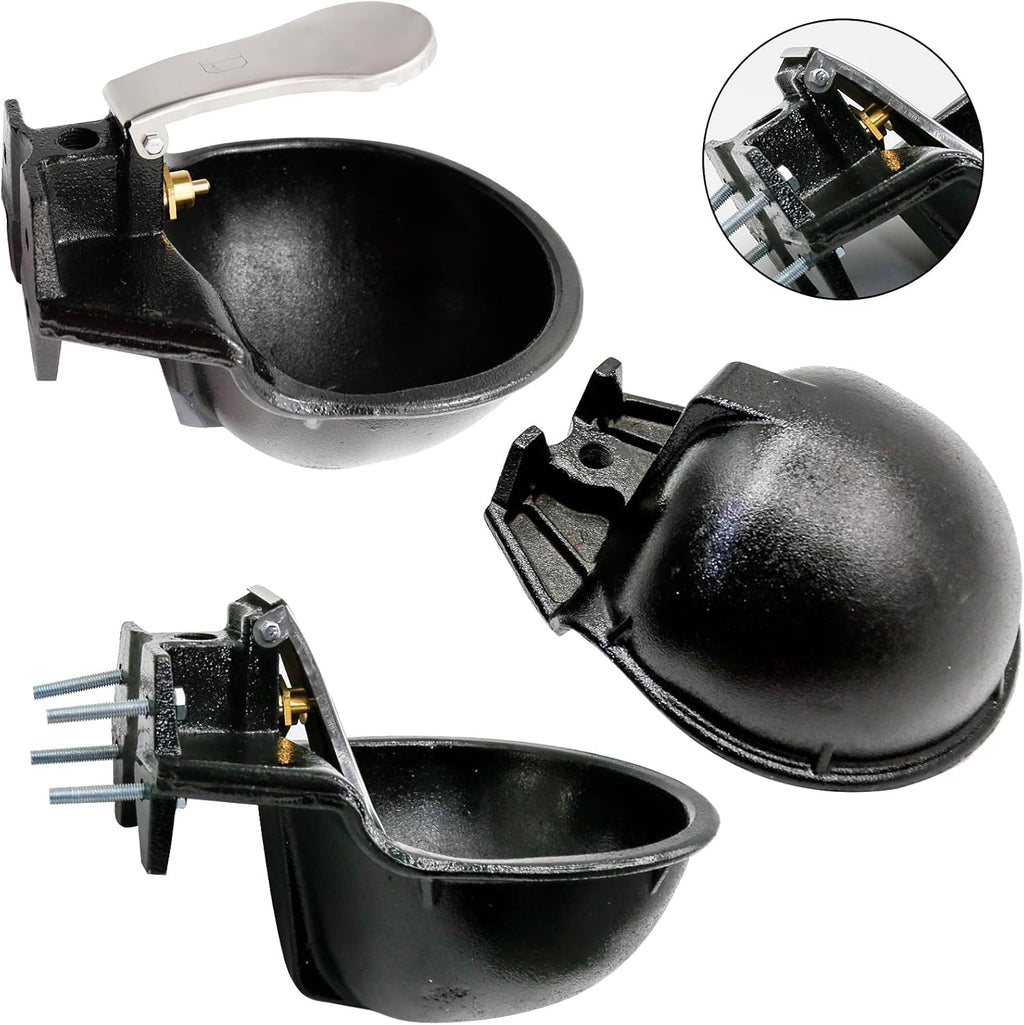 MDEOOSKY Extra Large Livestock Cast Iron Push-Paddle Automatic Horse Waterer with Accessories Livestock Water Trough 2.5L Heavy Duty Auto Drinking Metal Troughs for Horse Cattle Goat Pig Capacity