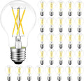 LED Edison Bulb Dimmable, 5000K Daylight, A19 Clear Glass Vintage E26 LED Bulb 6W, 60 watt Equivalent, A19 Light Bulb for Ceiling Fan, 90+CRI, 600LM, 24 Pack